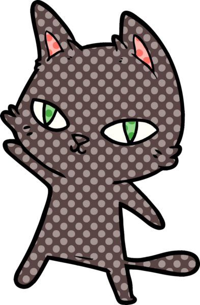 Bir insan tarafından çizilmiş çizgi film kedisi.