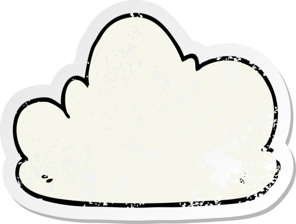 Bir insan tarafından çizilmiş karikatür bulutunun sıkıntılı çıkartması.