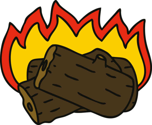 Bir insan tarafından çizilmiş tuhaf çizgi film yakma kütüğü.