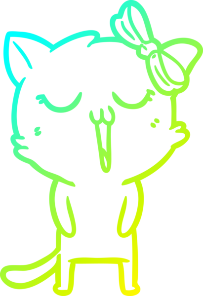 Bir insan tarafından çizilen çizgi film kedisinin soğuk gradyan çizgisi.