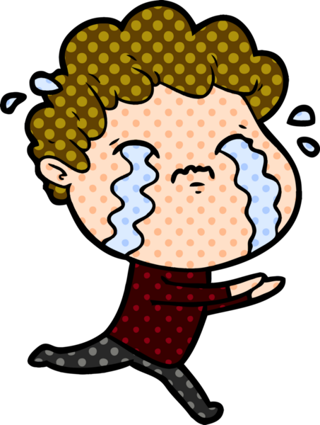 Bir insan tarafından çizilmiş ağlayan çizgi film adamı.