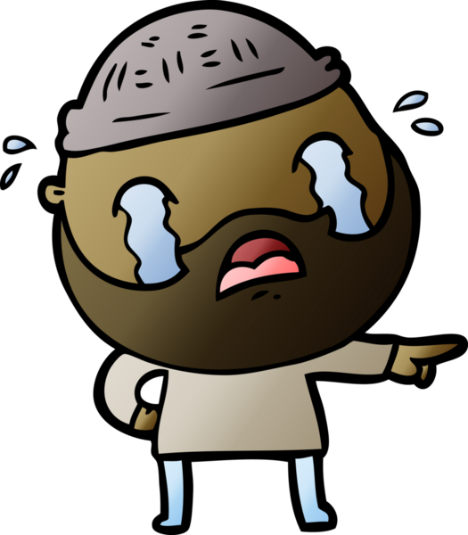 Çizgi film sakallı adam bir insan tarafından çizilmiş ağlıyor.