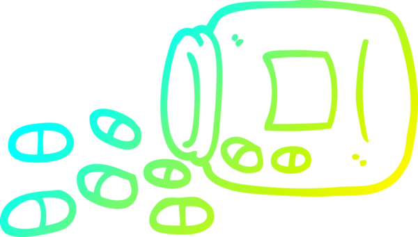 Bir insanın çizdiği bir kavanoz hapın soğuk gradyan çizgisi.