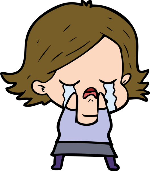 Bir insan tarafından çizilmiş ağlayan çizgi film kızı.