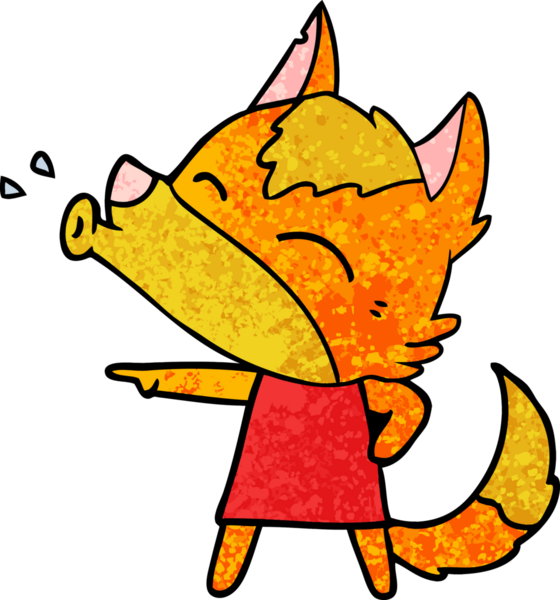 Bir insan tarafından çizilmiş tilki çizgi film karakteri