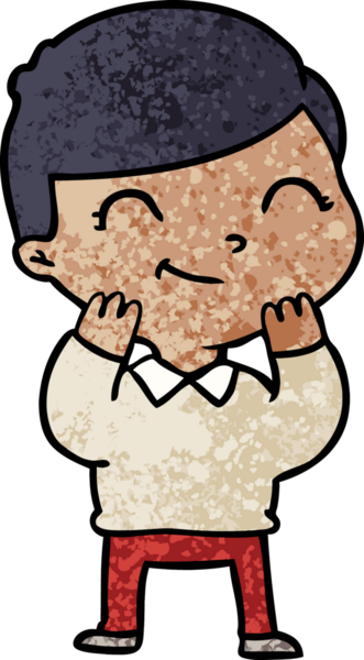 Bir insan tarafından çizilmiş gülümseyen çizgi film çocuğu.