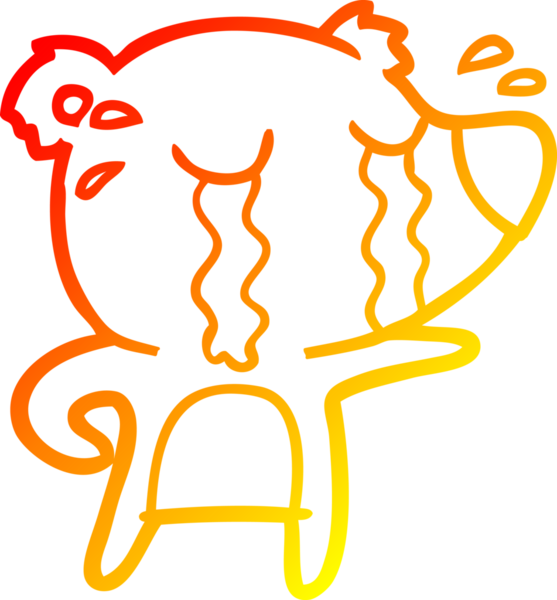 Bir insan tarafından çizilmiş ağlayan bir ayının sıcak çizgi çizimi