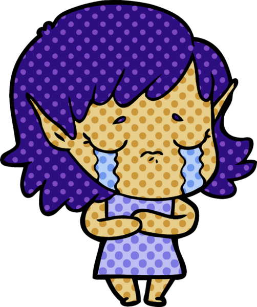 Bir insan tarafından çizilmiş ağlayan elf kızı.