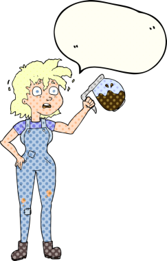 Bir insan tarafından çizilmiş çok fazla kahveden oluşan bir çizgi roman konuşma balonu.