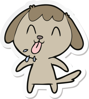 Bir insan tarafından çizilmiş şirin bir köpeğin çıkartması.