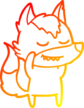 Bir insan tarafından çizilmiş dost canlısı bir kurt çizgi çizimi.