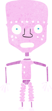 Bir insan tarafından çizilmiş komik çizgi film robotu