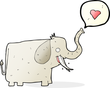 Bir insan tarafından çizilmiş aşk dolu bir fil.