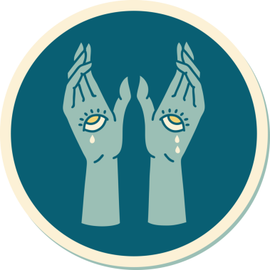 Bir insan tarafından çizilmiş geleneksel mistik eller stili dövme çıkartması.