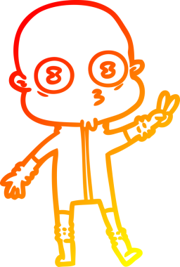 Bir insan tarafından çizilmiş garip kel bir uzay adamının sıcak çizgi çizimi