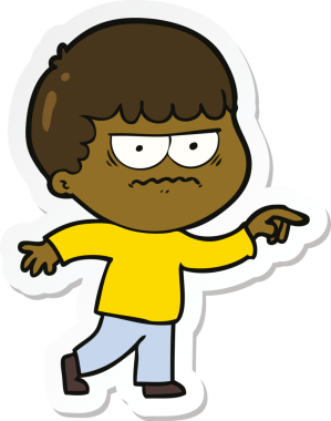 Bir insan tarafından çizilmiş bir karikatür çıkartması.