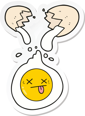 Bir insan tarafından çizilmiş kırık yumurta etiketi.