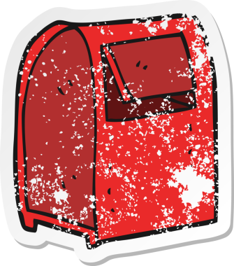 Bir insan tarafından çizilmiş karikatür posta kutusunun gerilimli yapıştırması.