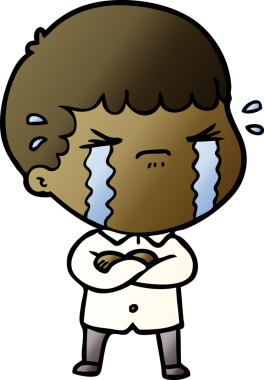 Bir insan tarafından çizilmiş ağlayan çizgi film adamı.