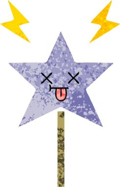 Bir insan tarafından çizilmiş sihirli bir değneğin retro çizim tarzı karikatürü.