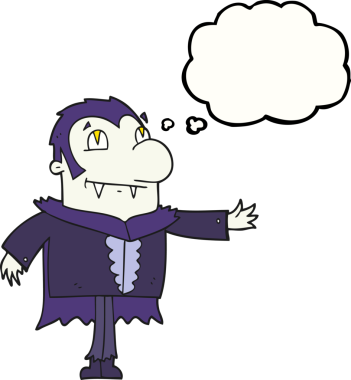 Bir insan tarafından çizilmiş serbest çizim balon karikatür vampiri