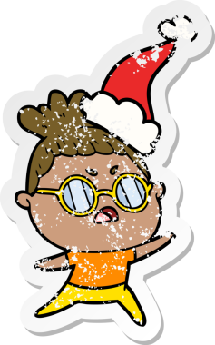 Bir insan tarafından çizilmiş Noel Baba şapkası giymiş kızgın bir kadının el çizimi karikatürü.