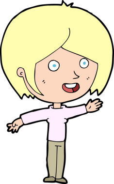 Bir insan tarafından çizilmiş mutlu kız çizimi.