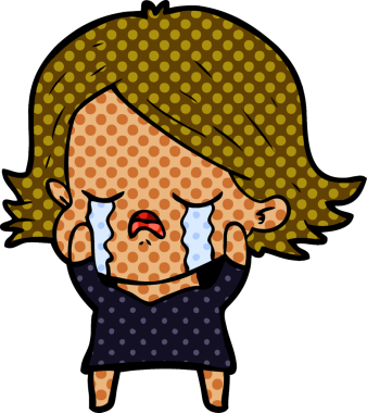 Bir insan tarafından çizilmiş ağlayan çizgi film kızı.