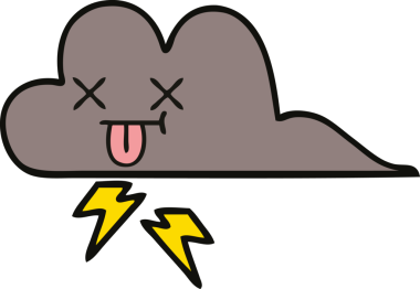 Bir insan tarafından çizilmiş fırtına bulutunun sevimli karikatürü.