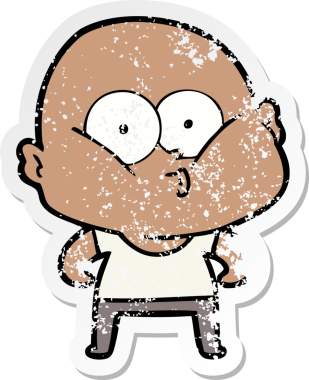 Bir insan tarafından çizilmiş kel bir adamın sıkıntılı çıkartması.