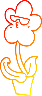 Bir insan tarafından çizilmiş serin bir karikatür çiçeğinin sıcak gradyan çizimi