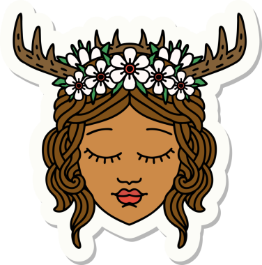 Bir insan tarafından çizilmiş bir Druid karakterinin çıkartması.