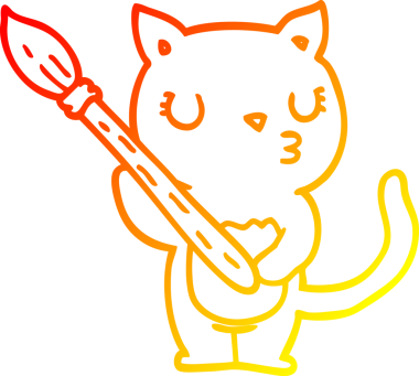 Bir insan tarafından çizilmiş sevimli bir çizgi film kedisinin sıcak çizgi çizgisi.