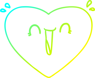 Bir insan tarafından çizilmiş mutlu bir kalbin soğuk gradyan çizgisi.