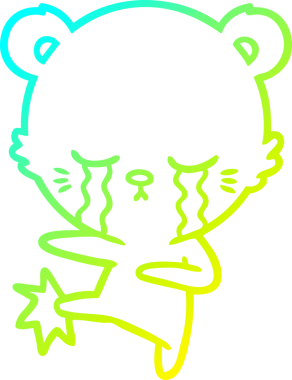 Ağlayan bir kutup ayısının insan tarafından çizilmiş soğuk çizgi çizgisi.