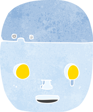 Bir insan tarafından çizilmiş robot kafası.