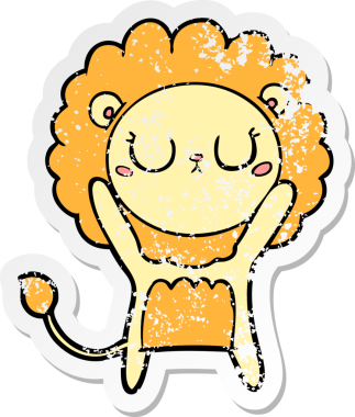 Bir insan tarafından çizilmiş karikatür aslanının sıkıntılı çıkartması.