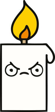 Bir insanın çizdiği yanan mum karikatürü.