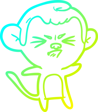 Bir insan tarafından çizilmiş, sinir bozucu bir maymunun soğuk çizgi çizimi.