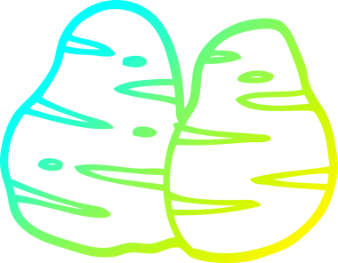 Bir insanın çizdiği patates çizgi filminin soğuk gradyan çizimi.