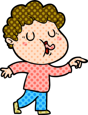 Bir insan tarafından çizilmiş çizgi film şarkıcısı.