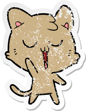 Bir insan tarafından çizilmiş çizgi film kedisinin sıkıntılı çıkartması.