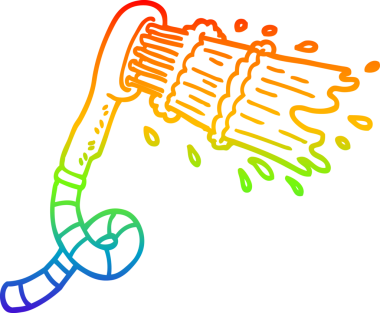 Gökkuşağı gradyan çizgi çizimi bir insan tarafından çizilmiş bir duş başlığı