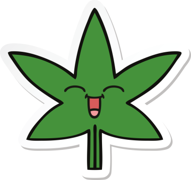 Bir insan tarafından çizilmiş marihuana yaprağının çıkartması.