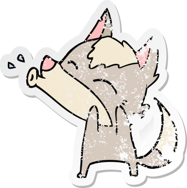 Bir insan tarafından çizilmiş uluyan kurt çizgi filminin sıkıntılı çıkartması.