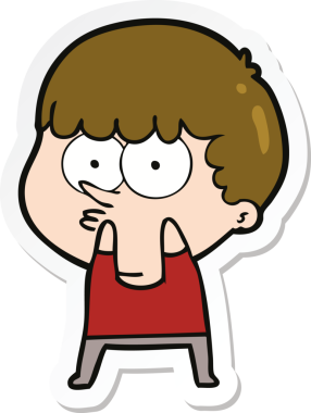 Bir insan tarafından çizilmiş meraklı bir çocuğun çıkartması.