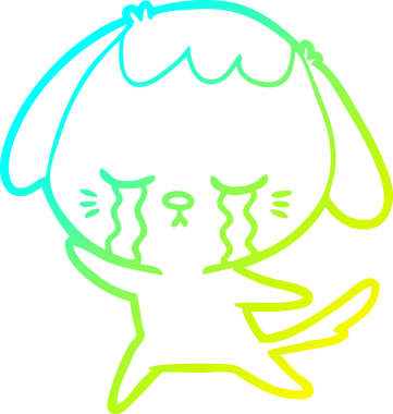 Bir insan tarafından çizilmiş ağlayan bir köpeğin soğuk gradyan çizimi