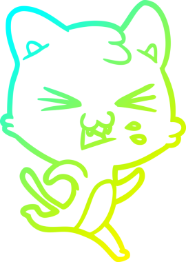 Bir insan tarafından çizilen çizgi film kedisinin soğuk gradyan çizimi