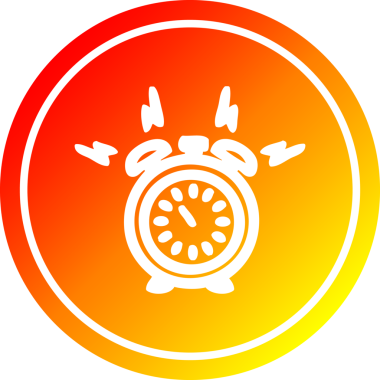 Alarm saati dairesel simgesi bir insan tarafından çizilmiş sıcak gradyan bitiş