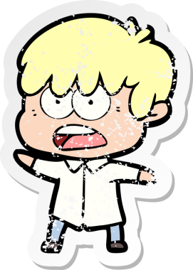 Bir insan tarafından çizilmiş endişeli bir çizgi film çocuğunun sıkıntılı çıkartması.